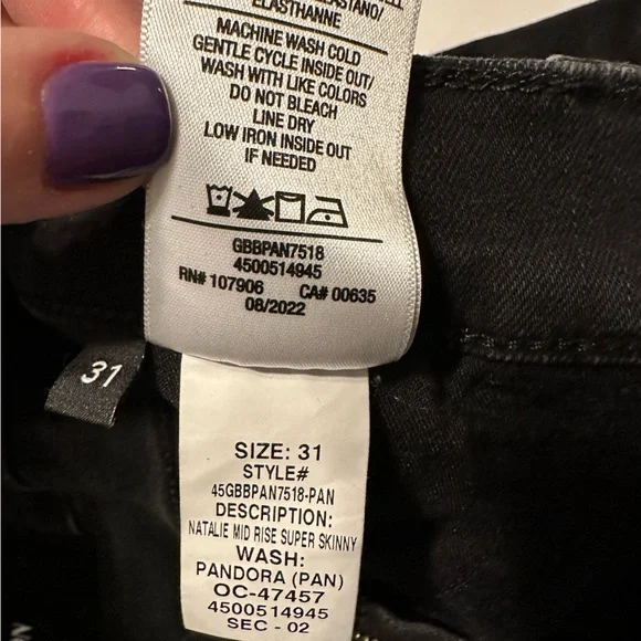 12 31 EUC Hudson Natalie Mid Rise coated black jeans Pandora - Picture 3 of 9